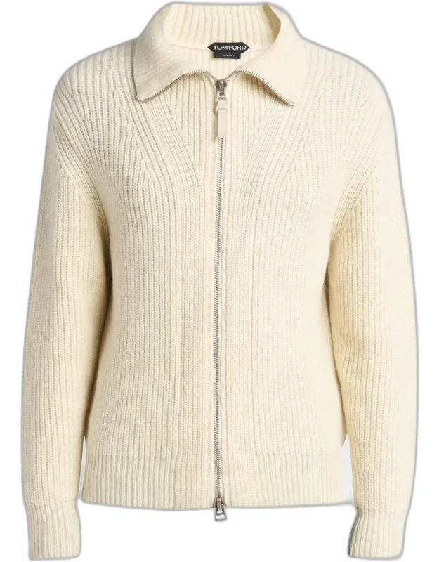 Wool And Mohair Blend Full Zip Sweater