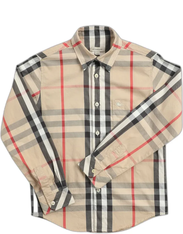 Check Cotton Button Front Shirt 10y