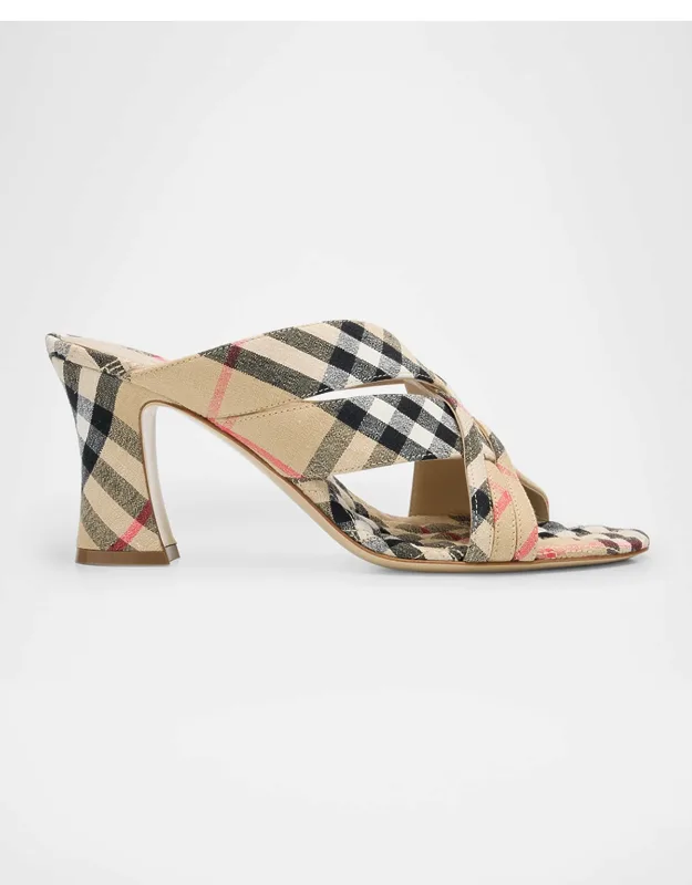 Woven Linen Block-heel Sandals