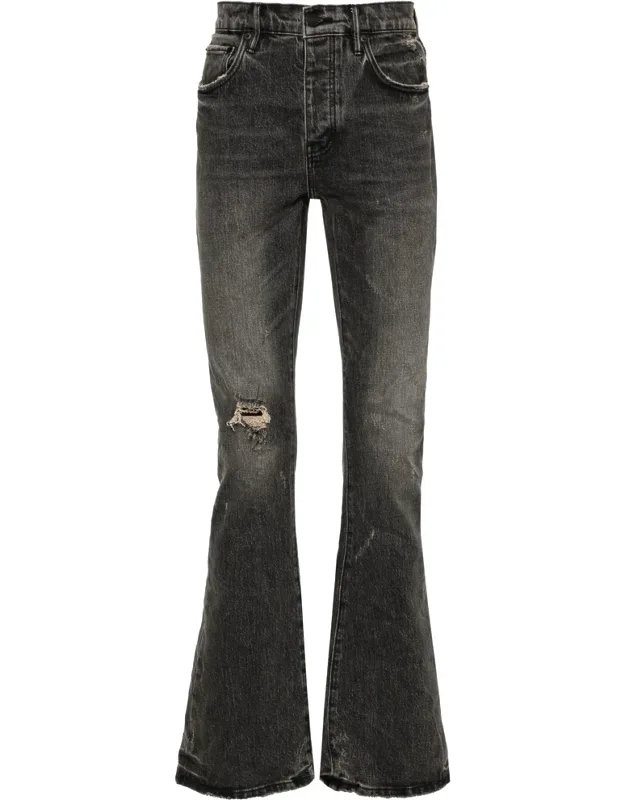 P004 Bootcut Jeans With Coated Finish And Faded Effect