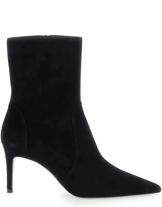 Ankle Boots With Stiletto Heel And Zip Closure On The Side In Suede