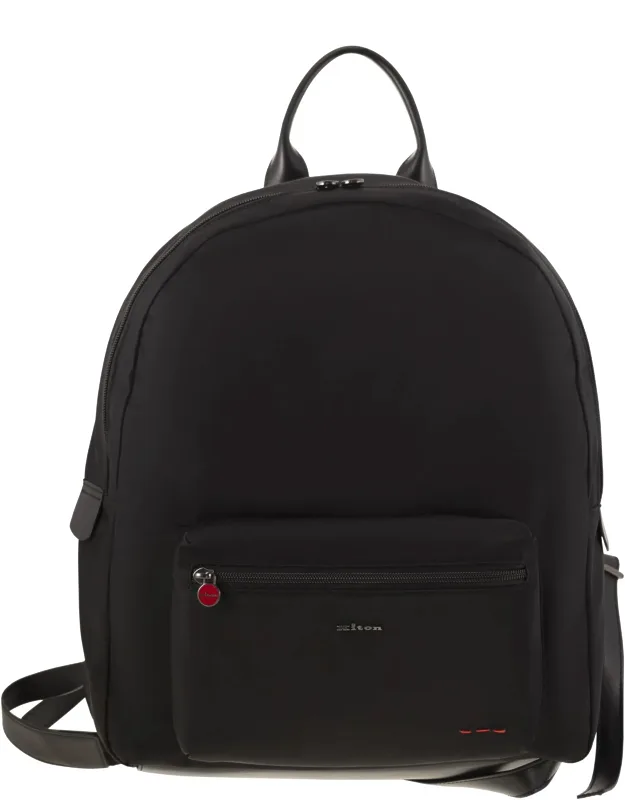 Technical Fabric Backpack With Logo - Adjustable Shoulder Straps, Interior Pocket