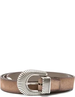 Eraldo Suede Belt With Buckle Fastening And Pre-drilled Holes