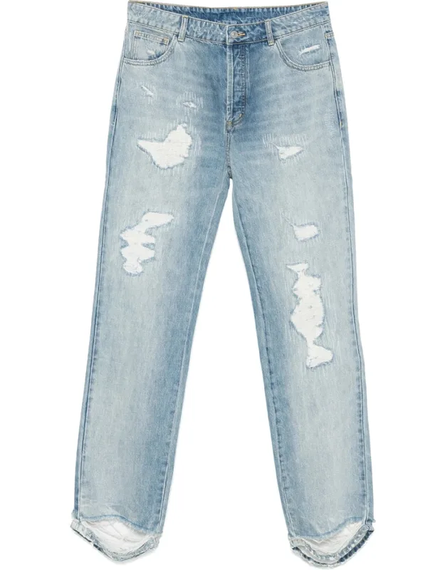 Distressed Straight-leg Jeans