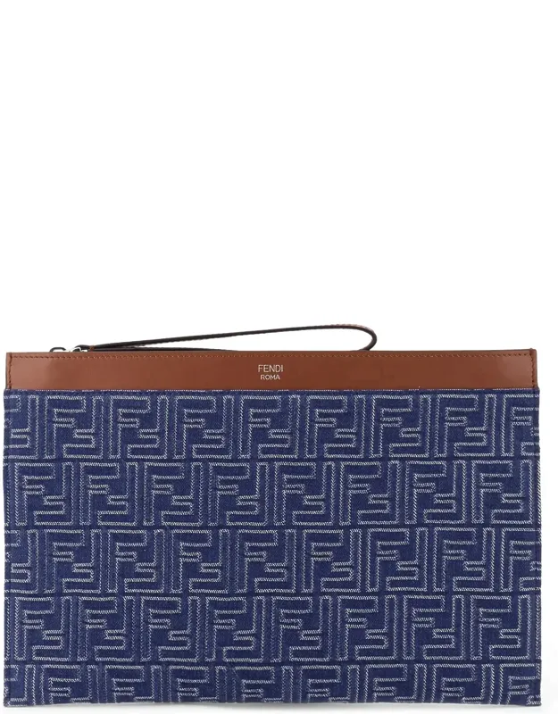 Jacquard Denim Clutch