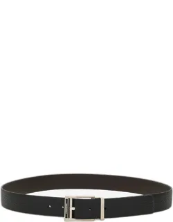 Ferragamo Leather Embroidered Silver-colored Buckle Two-tone