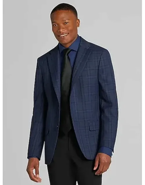 Slim Fit Sport Coat Plaid, Comfortable Polyester Viscose Blend