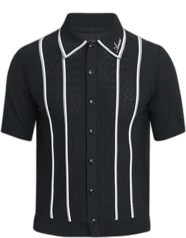 Button-front Script Stripe Shirt