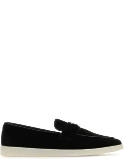 _prada Black Suede Loafers_