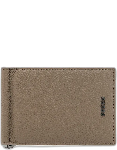 Embossed Leather Card Holder With Money Clip