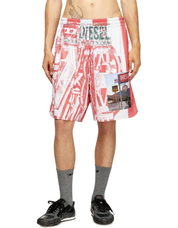 Striped Shorts With Photo Patches