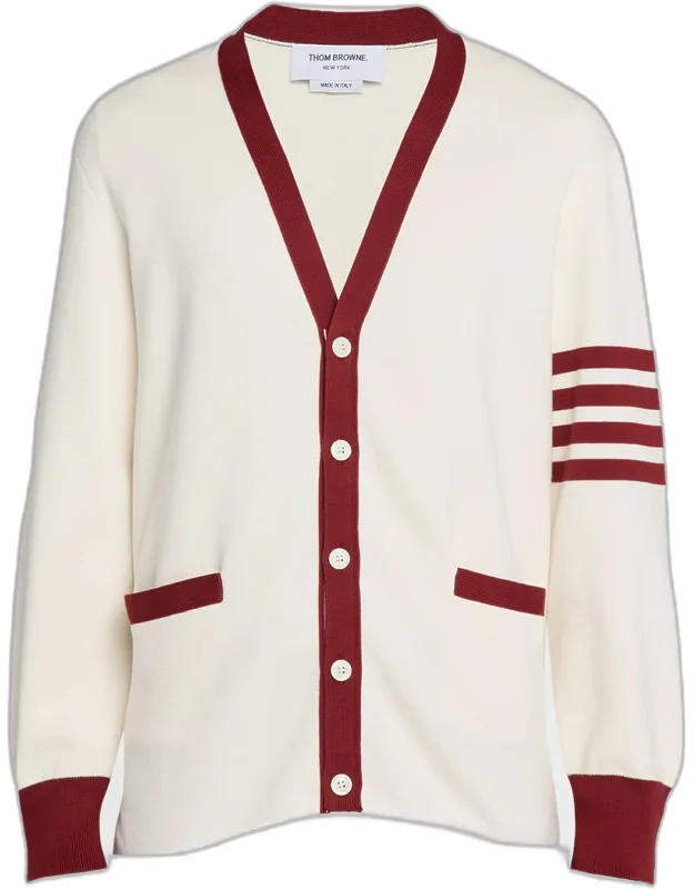 Cotton 4-bar Stripe Sleeve Cardigan