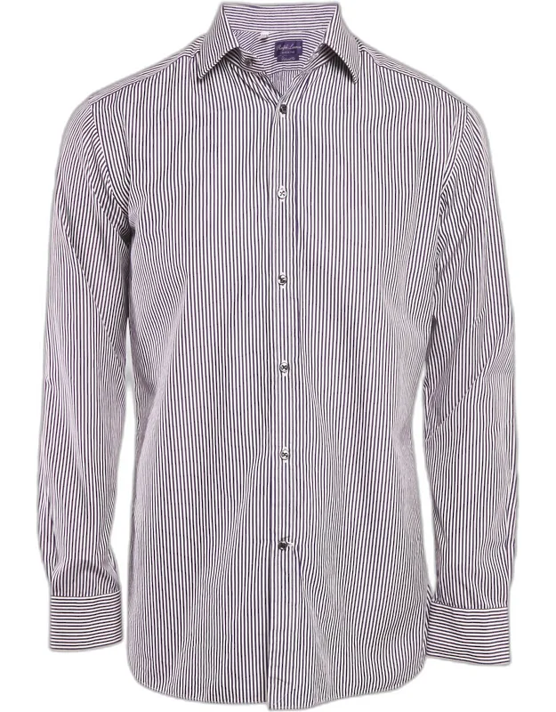 Purple Striped Cotton Full Sleeve Shirt