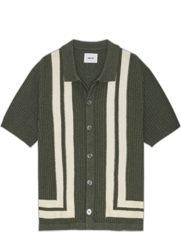 Ares Rib-knit Stripe Short-sleeve Shirt