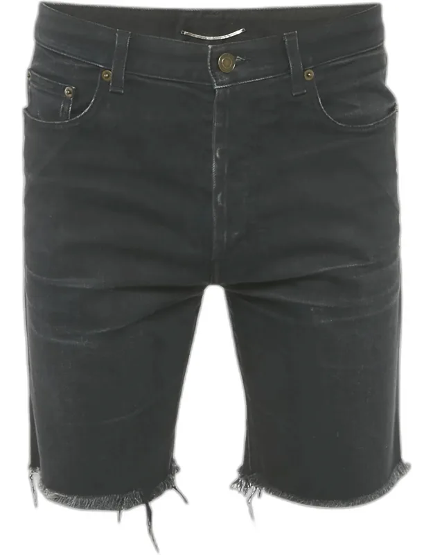 Denim Frayed Hem Shorts