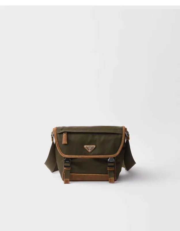 Re-nylon And Suede Shoulder Bag