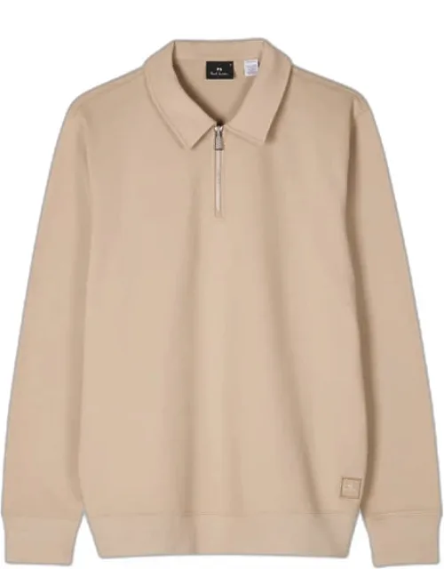 Oatmeal Organic Cotton Zip-neck Sweatshirt