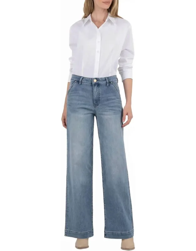 Jodi High Rise Wide Leg Jeans With Relaxed Fit And Practical Pockets