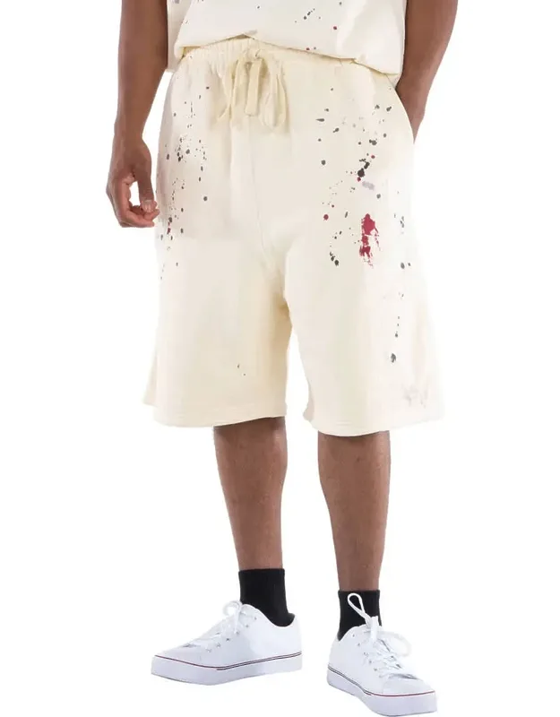 Paint-splatter Cotton Track Shorts