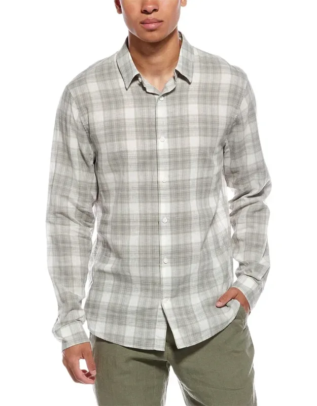 Salton Plaid Classic Fit Linen-blend Shirt