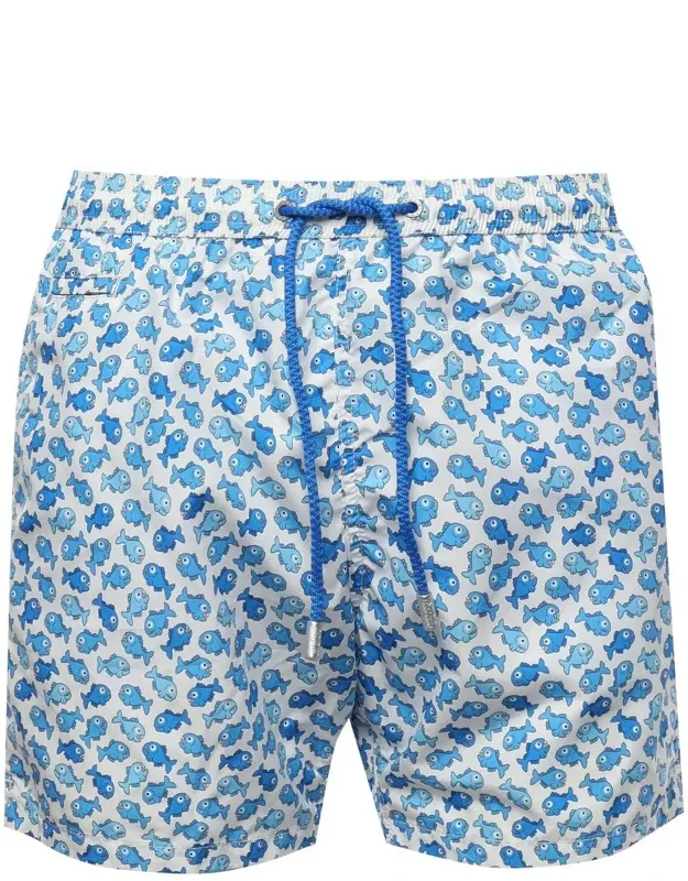 Pattern-printed Drawstring Swim Shorts
