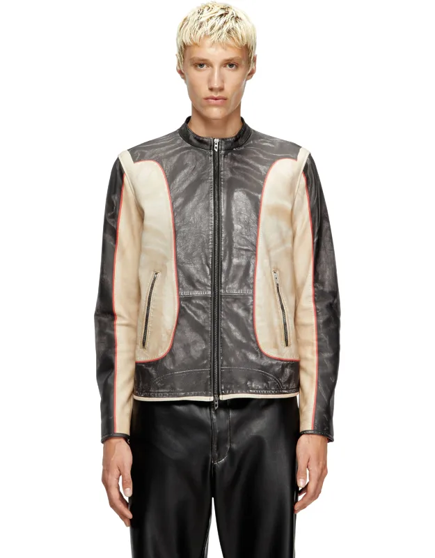 Trompe L'oeil-effect Leather Biker Jacket