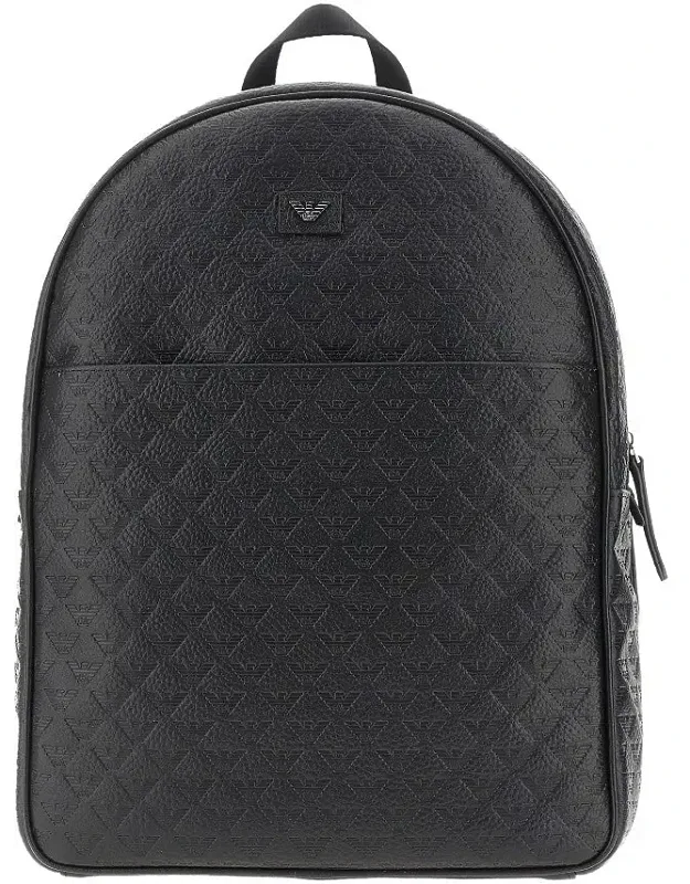 All-over Eagle Embossed Leather Backpack