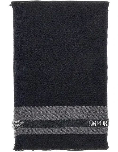 Wool And Silk Scarf With Logo Band