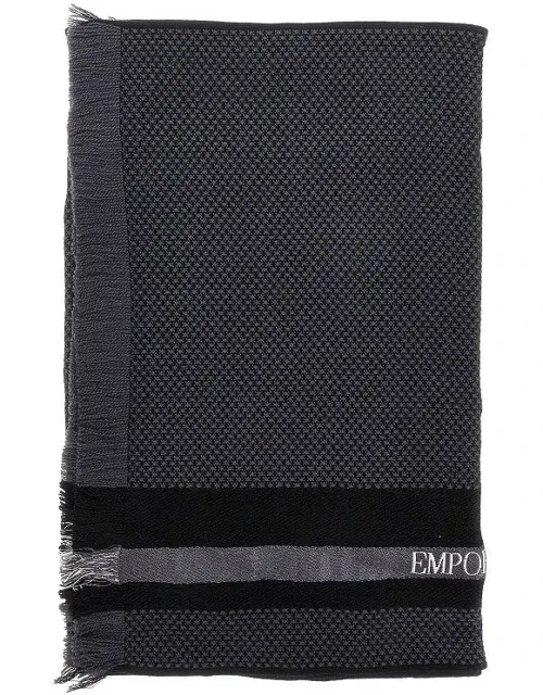 Wool And Silk Scarf With Logo Band