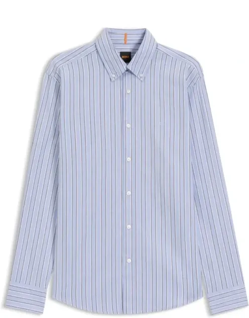 Regular-fit Shirt In Stretch Cotton With Embroidered Logo