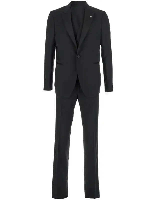 Single-breasted Suit With Jacket And Vest In Wool