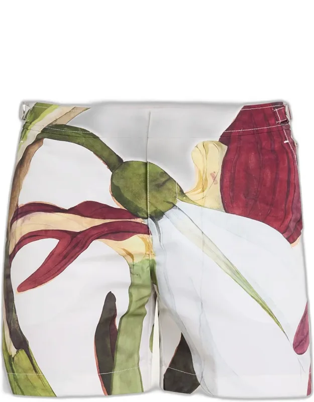 Orchid Print Swim Shorts, 6" Inseam