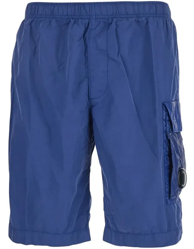 Swim Shorts With Elastic Waist And Logo Plaque On The Side In Tech Fabric