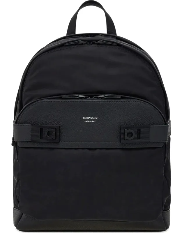 Leather-trimmed Backpack