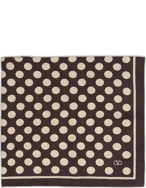 Polka Dot Foulard Silk Pocket Square