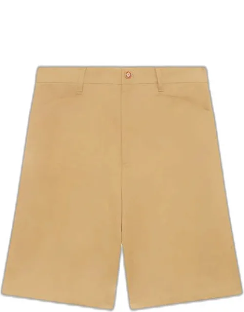 Pleated Cotton Bermuda Shorts