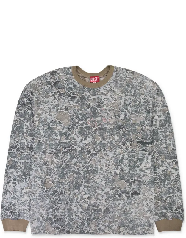 Camo Burn Out Print Long Sleeve T-shirt