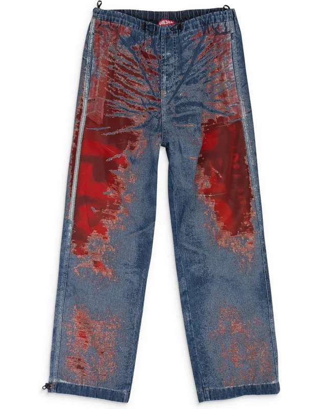 Mixed Fabric Relaxed Jeans