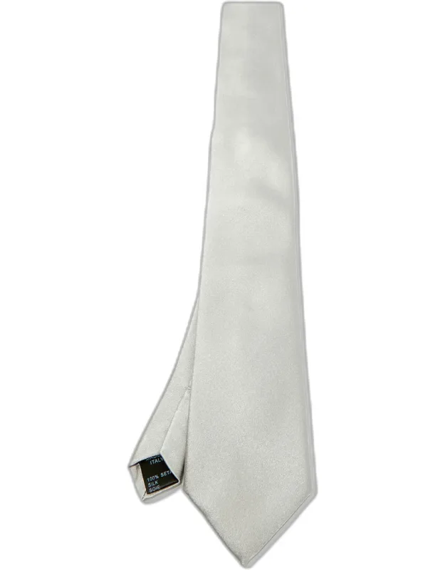 Silver Silk Skinny Tie