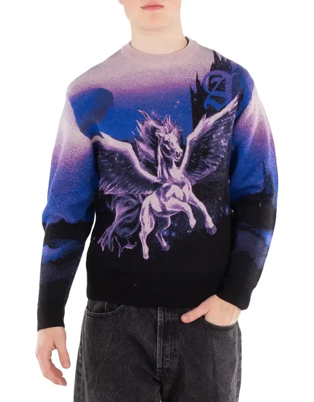 Woolen Jumper With Pegasus Print