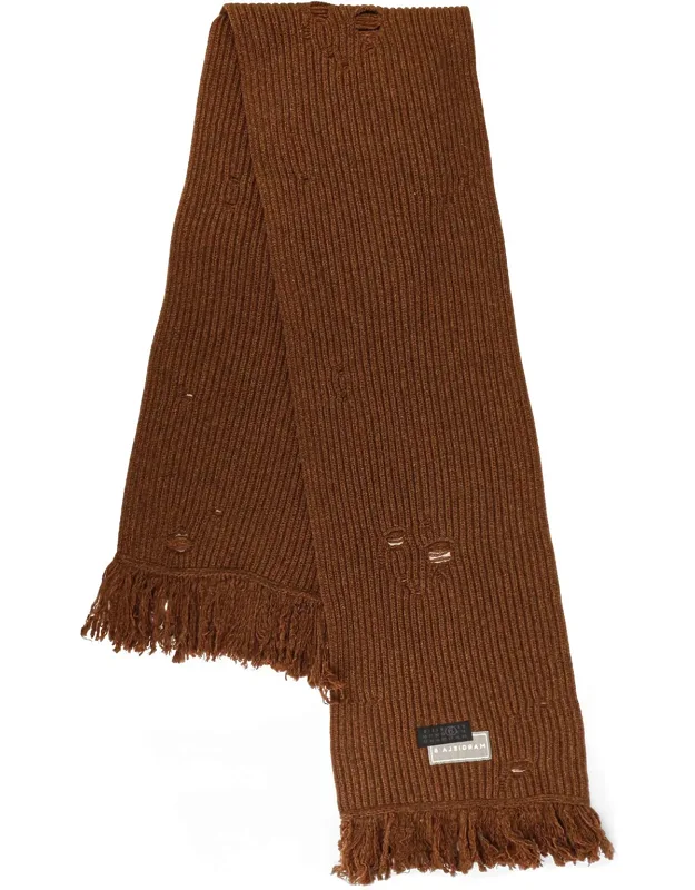 Wool Blend Scarf With Distressed Effect