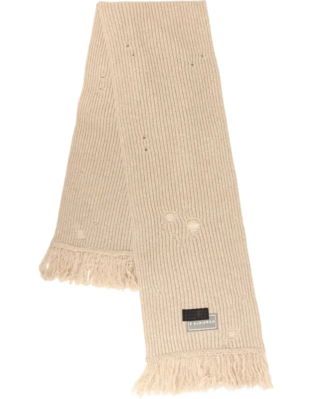 Wool Blend Scarf With Distressed Effect