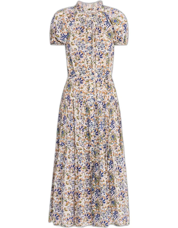 Mazza Tiered Organic Cotton Voile Maxi Dress