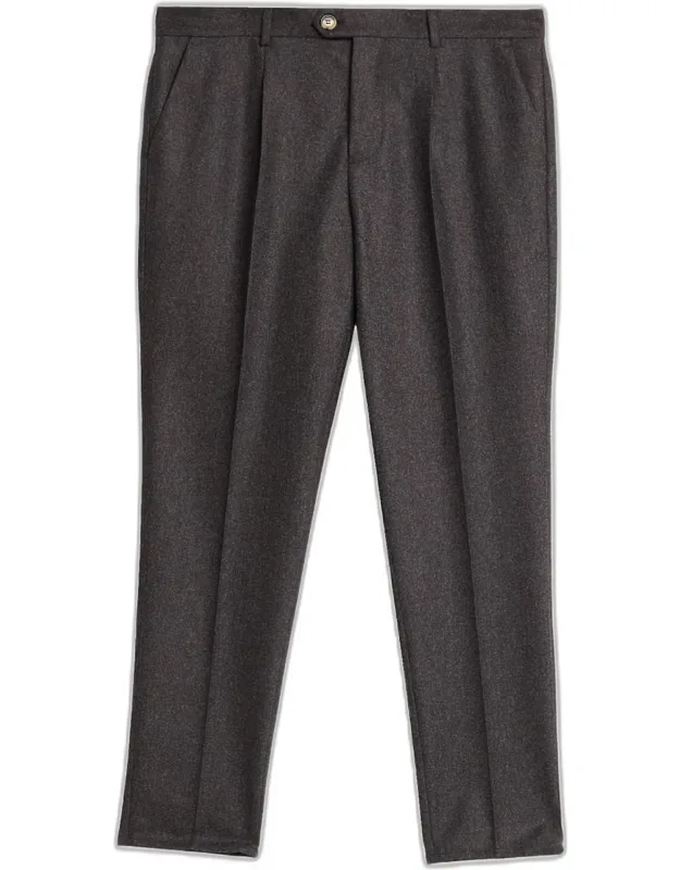 Wool Flannel Single-pleated Pants