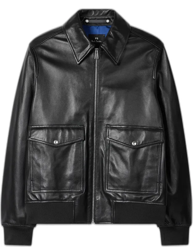 Leather Patch-pocket Jacket
