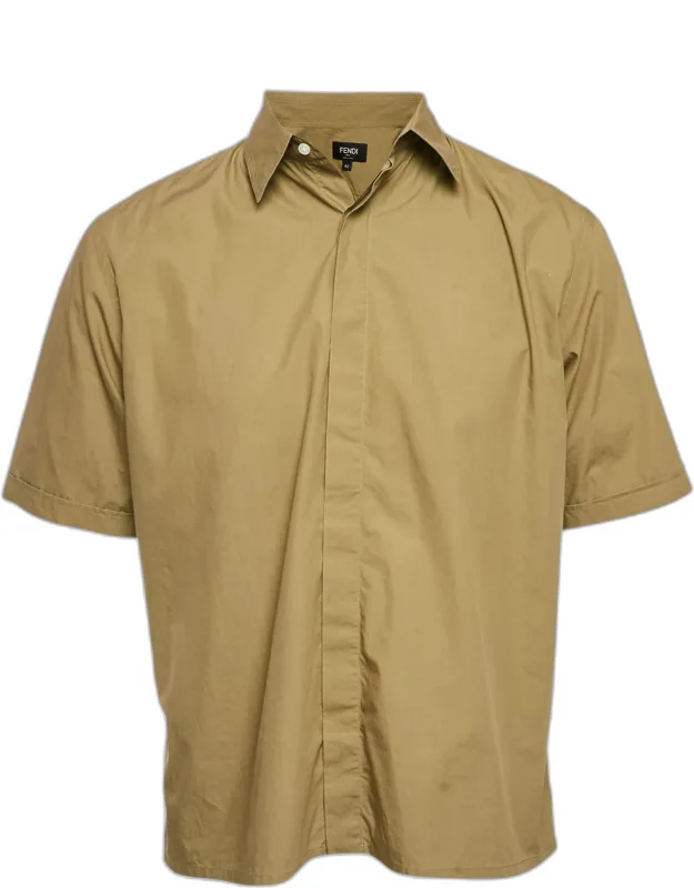 Olive Green Cotton Short Sleeve Shirt