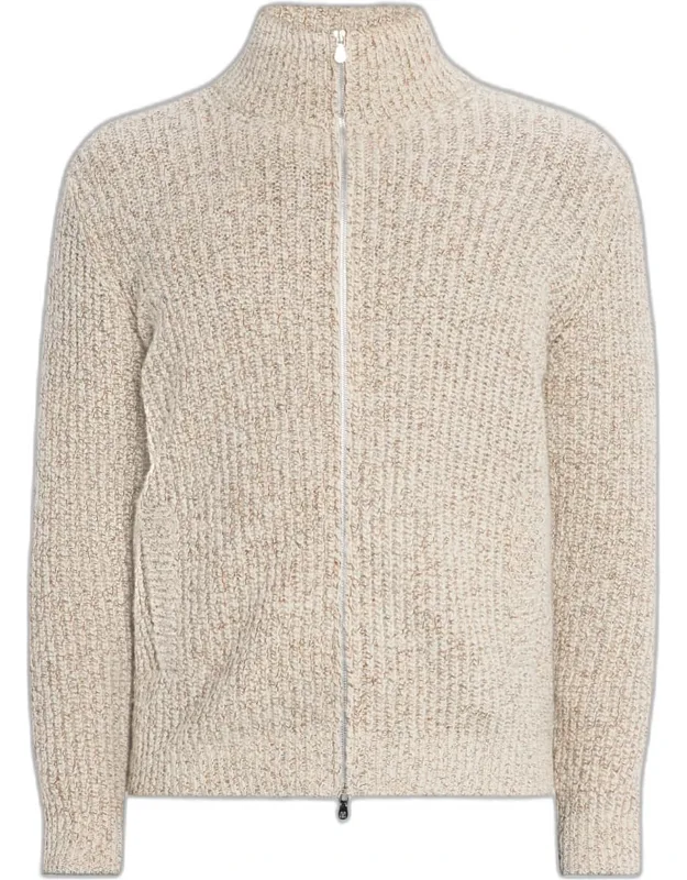 Wool, Silk, And Cashmere Full-zip Sweater