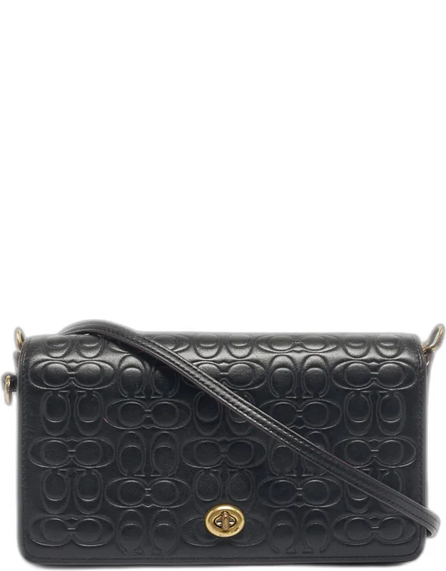 Signature Embossed Leather Dinky Crossbody Bag