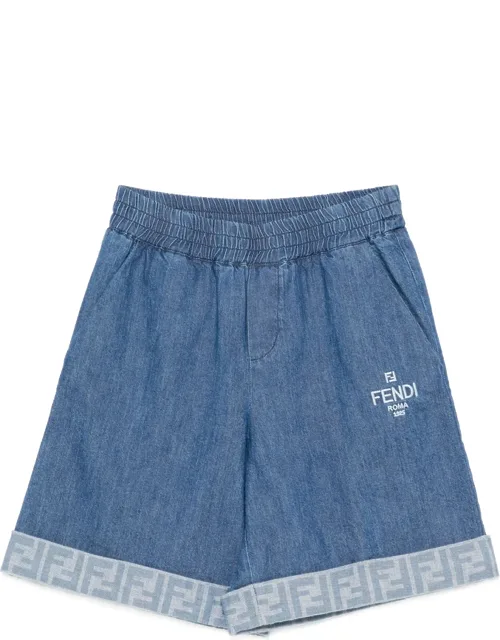 Embroidered-logo Denim Shorts