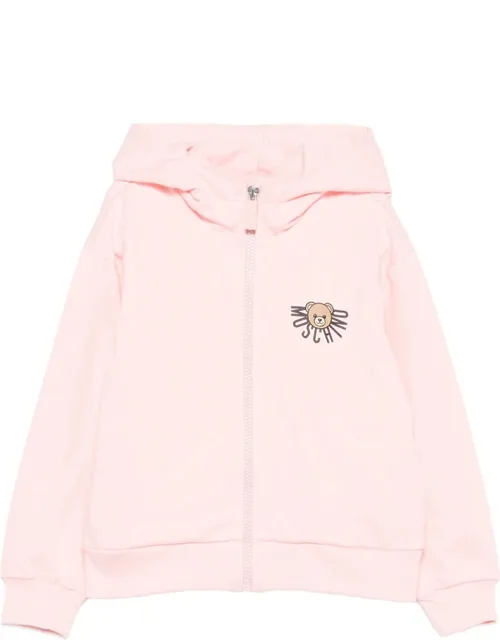 Teddy-print Zip-up Hoodie